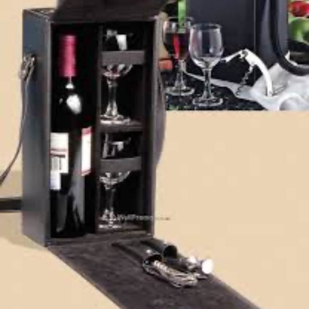 Wine Glass Bottle and Accessories Black Travel Tote